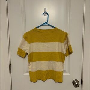 Boutique Short Sleeve Sweater Top Mustard Yellow Cream